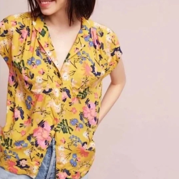 Floral Yellow Women's Top - Picture 2 of 6